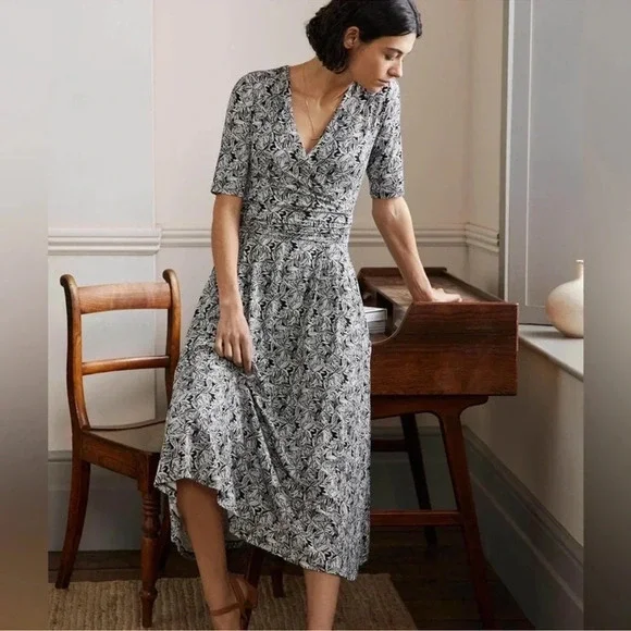 Boden | Dresses | Boden Ruched Waist Jersey Midi Dress Size 8r | Poshmark